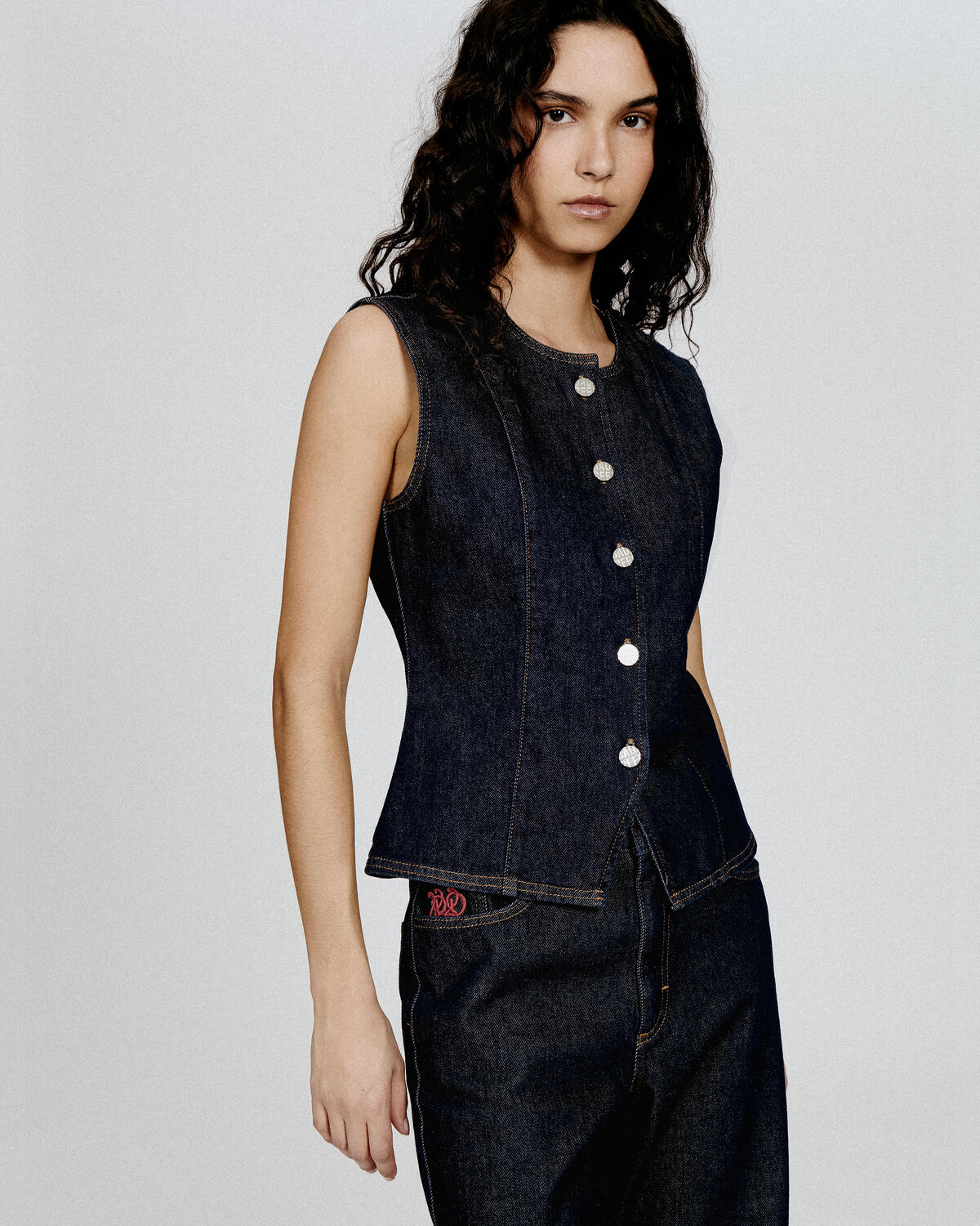 Mene denimvest - Dark Denim Wash